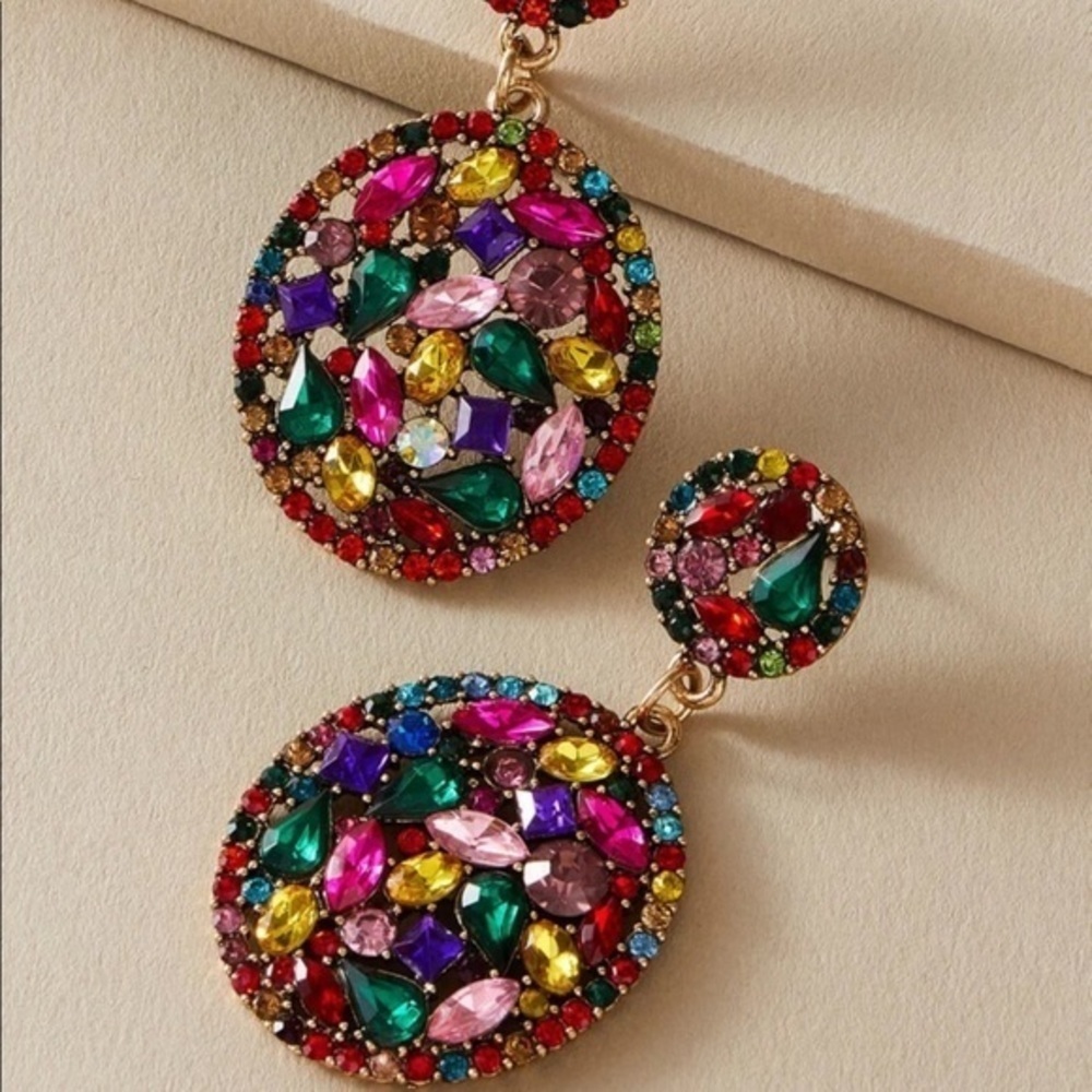 💋 NEW Statement Rhinestone Drop earring - Picture 2 of 5